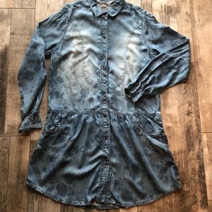 American Eagle Floral Denim Dress with Pockets